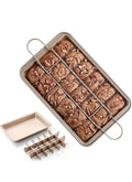 18 Pre-Slice Brownie Pan - Carbon Steel Nonstick Baking Tray with Grips, 12 x 8 x 2 inch