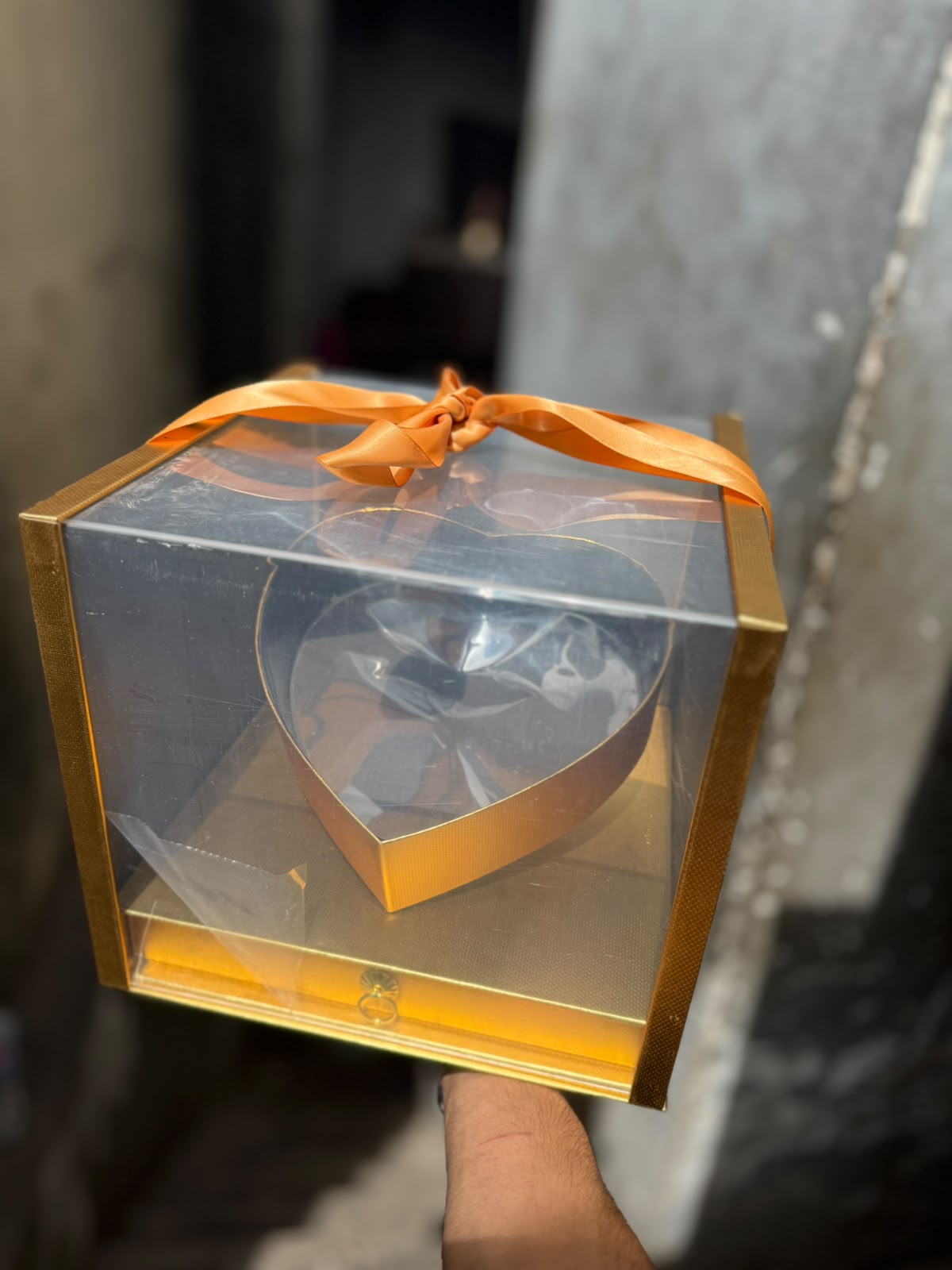 Imported Heart Shape Gift Hamper Box with Drawer - Full Body Acrylic Window, 11 x 11 x 10 inch