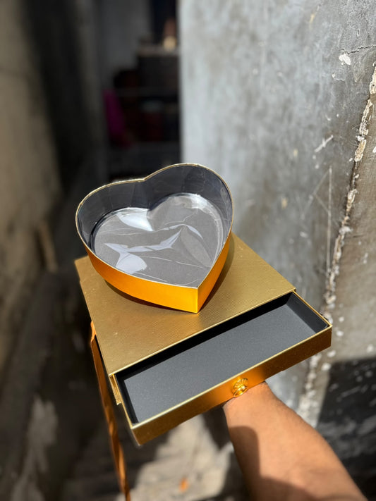 Imported Heart Shape Gift Hamper Box with Drawer - Full Body Acrylic Window, 11 x 11 x 10 inch