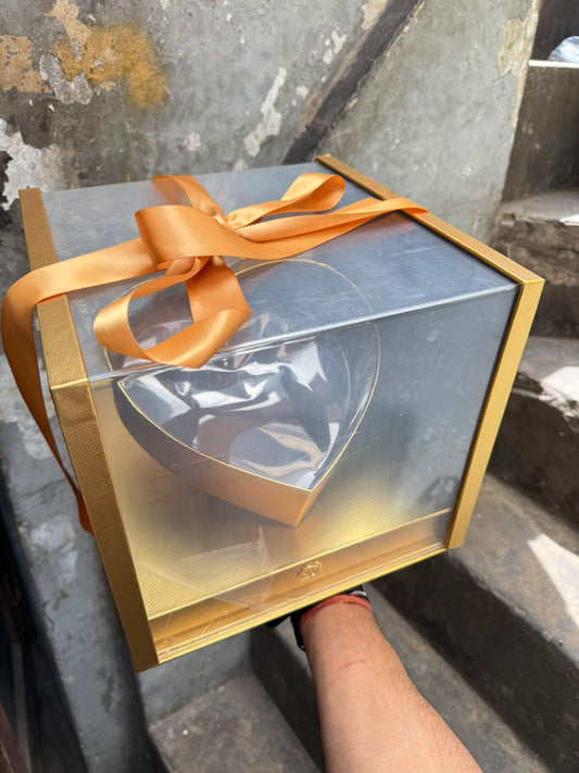 Imported Heart Shape Gift Hamper Box with Drawer - Full Body Acrylic Window, 11 x 11 x 10 inch