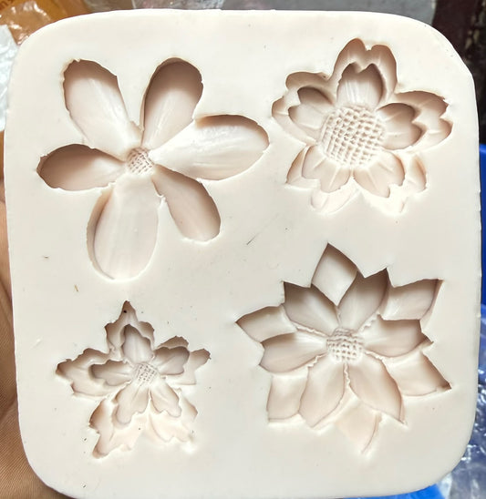 Daisy Sunflower Flower Silicone Mould - 4 Cavity, 4 inch (Fondant, Clay, Resin & Gypsum)