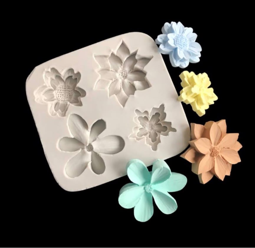 Daisy Sunflower Flower Silicone Mould - 4 Cavity, 4 inch (Fondant, Clay, Resin & Gypsum)