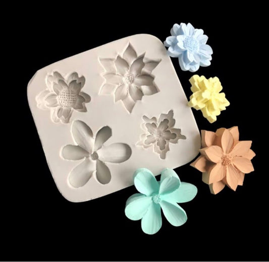 Daisy Sunflower Flower Silicone Mould - 4 Cavity, 4 inch (Fondant, Clay, Resin & Gypsum)