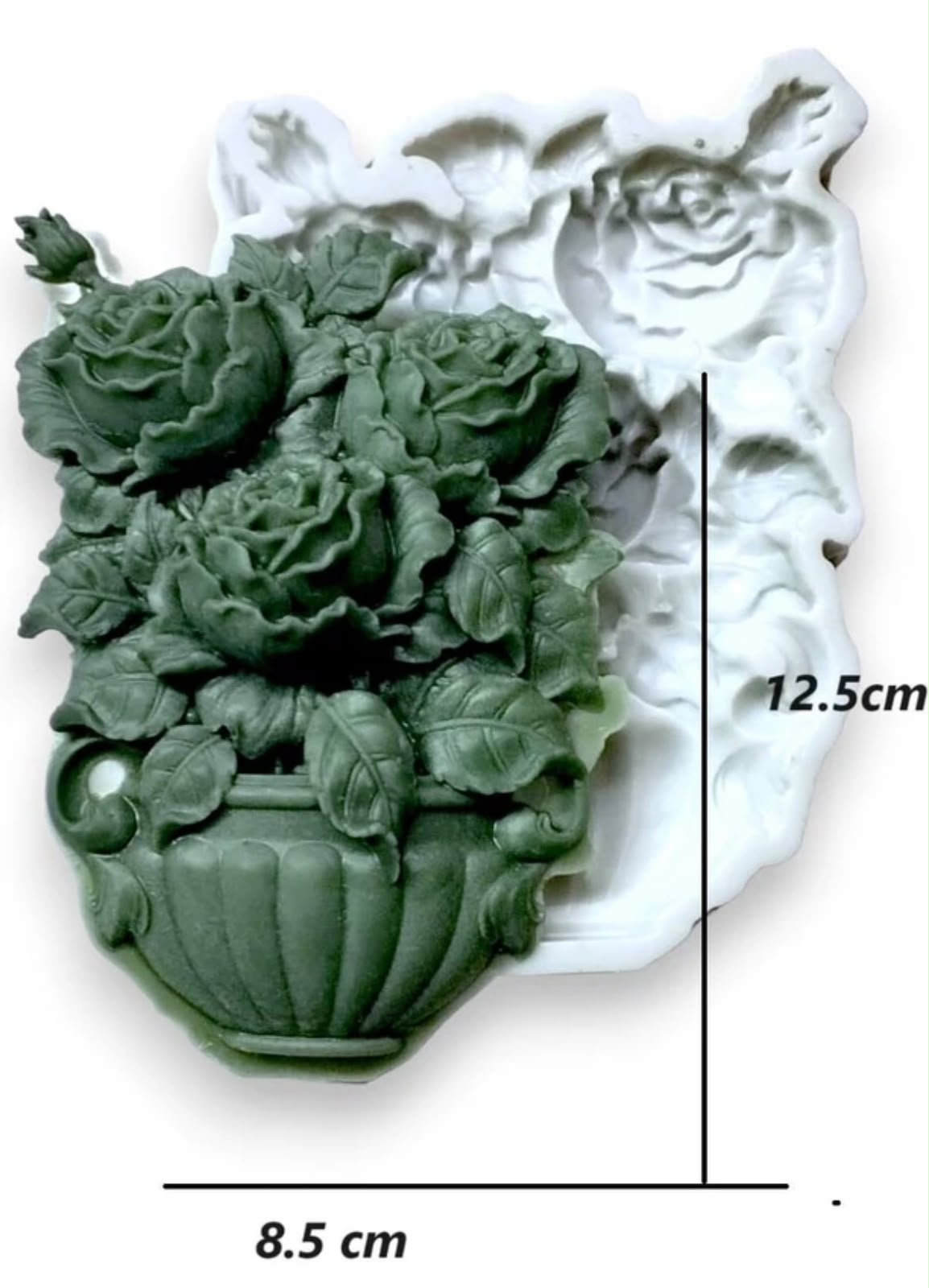 Flower Pot Mould - Rose Bunch in Pot, 12.5 x 8.5 cm (Fondant, Candle & Resin Mould)