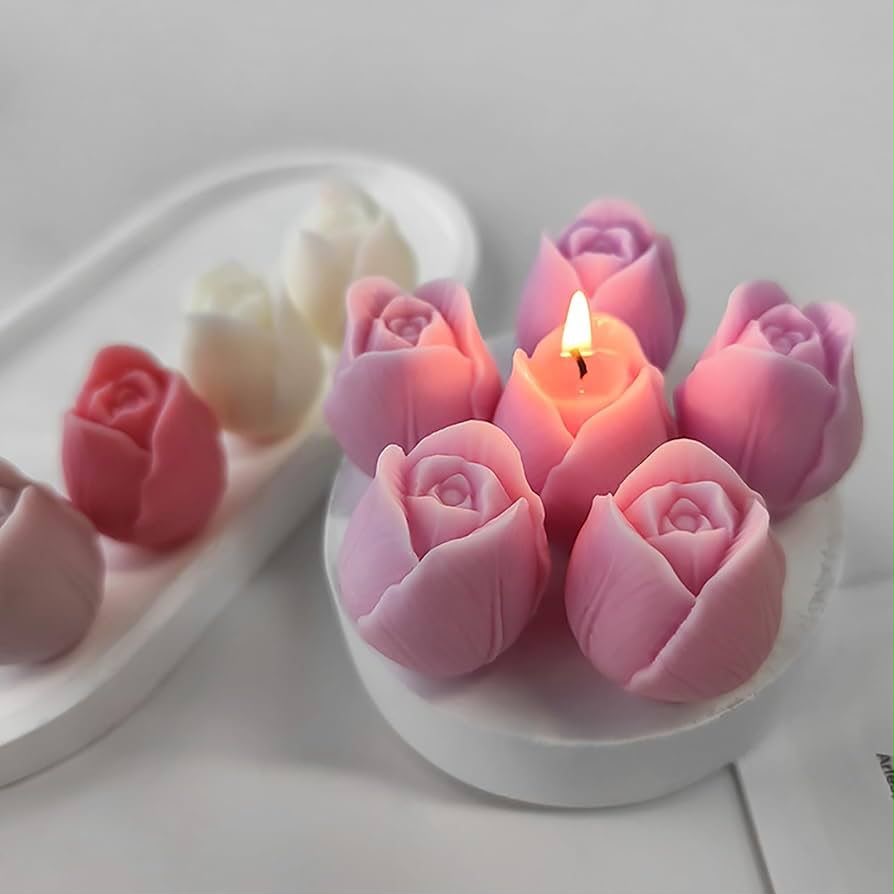 Real Tall Rose Kali Mould - 3D Rose Bud Mould (Candle, Chocolate & Fondant) - 1.6 inch & 2 inch