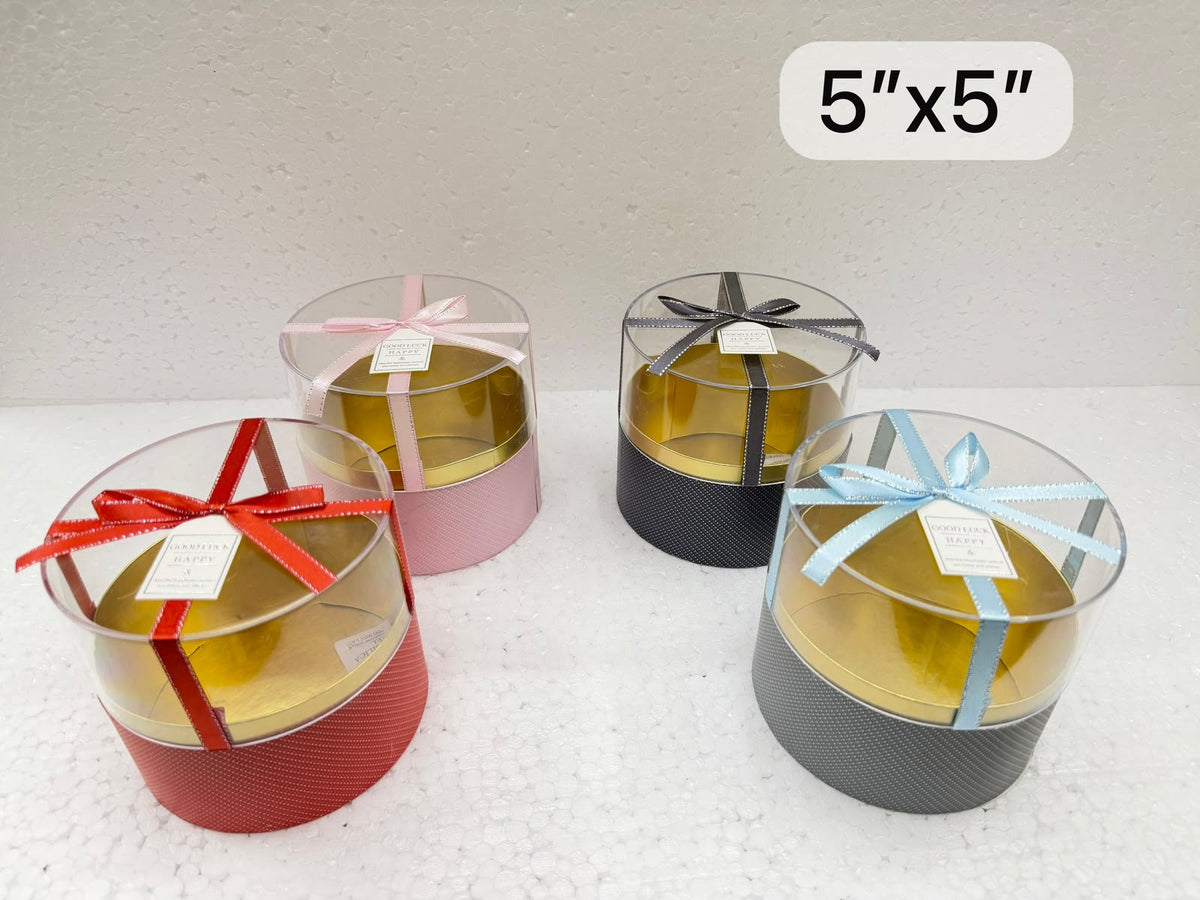 Clear Hamper Box 5 inch - Round, Octagon, Square with Handle | Transparent Gift Box