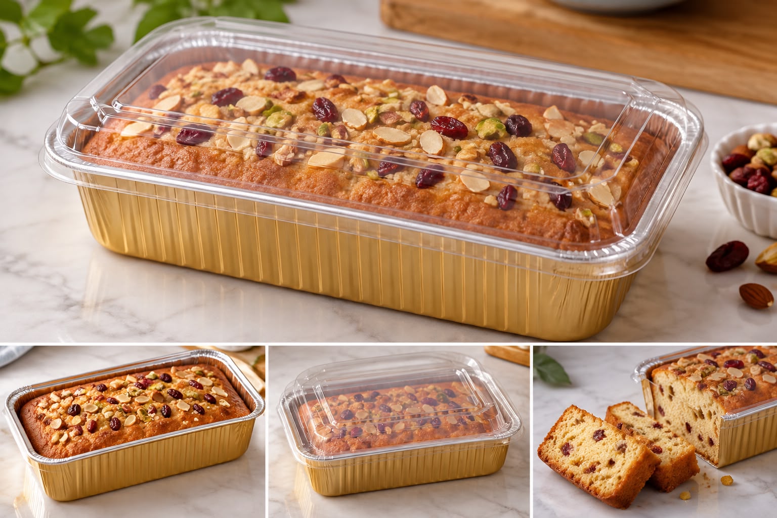 Red Oval Foil Bake and Serve Tub with Transparent Lid - 350 ml