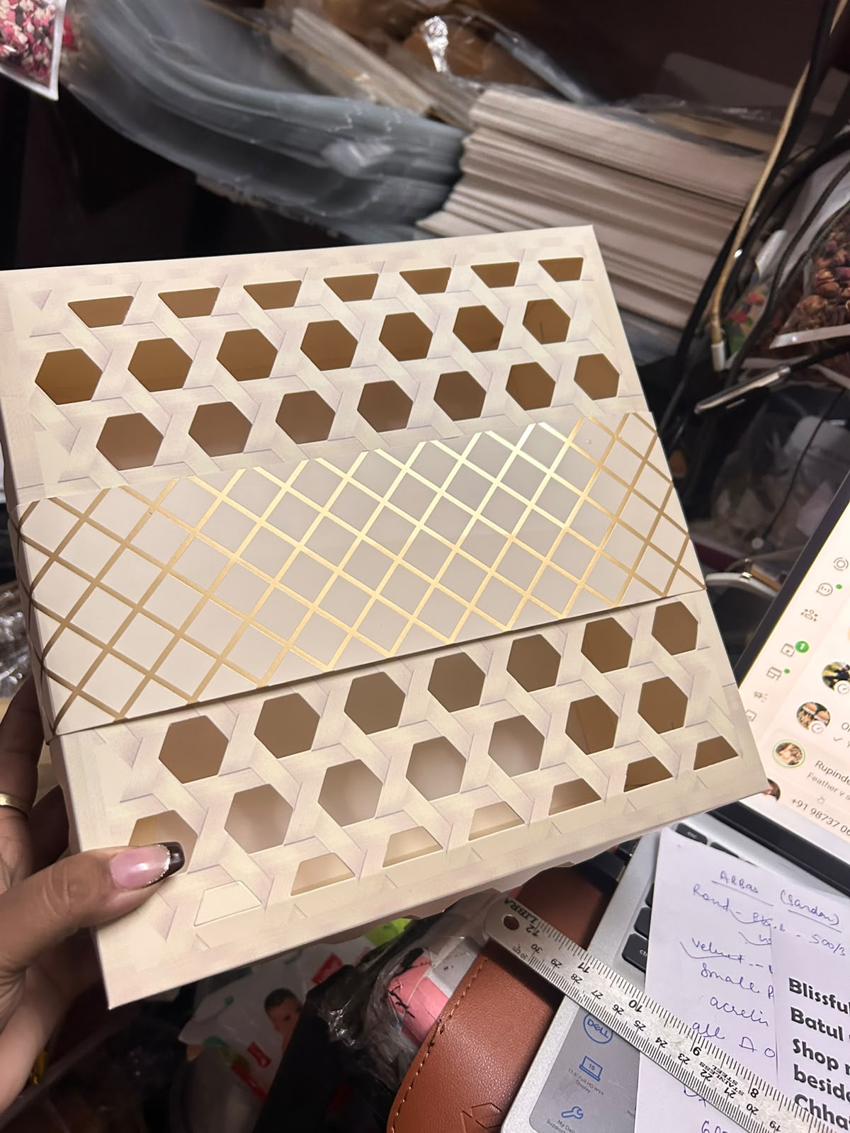Premium Window Cutout Hamper Box 10x10x5 inch with Golden Embossing