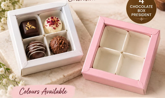4 Cavity Chocolate Box - 3 x 3 x 1.25 inch (Pack of 10 / Pack of 100)