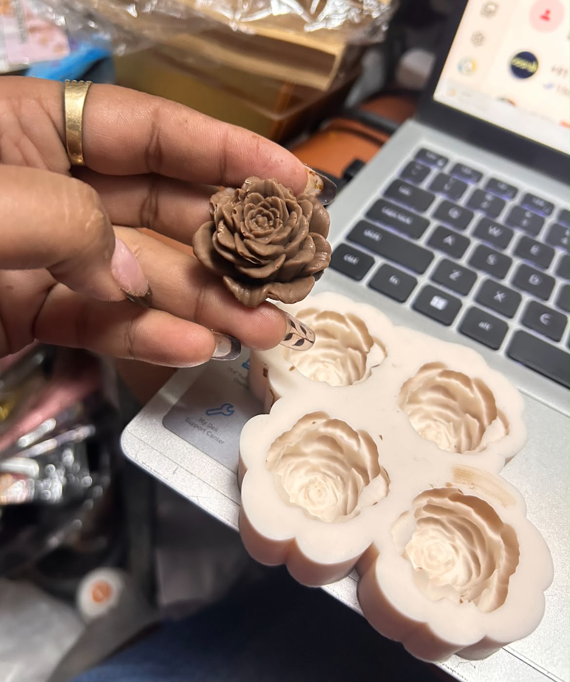 Rose Deep Mould 4 Cavity | 3D Rose Silicone Mould for Chocolate, Fondant & Candle