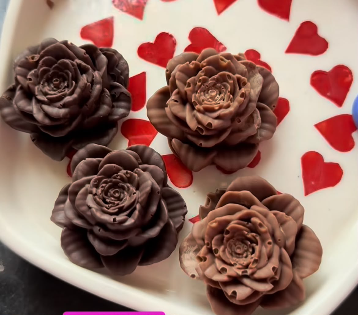 Rose Deep Mould 4 Cavity | 3D Rose Silicone Mould for Chocolate, Fondant & Candle