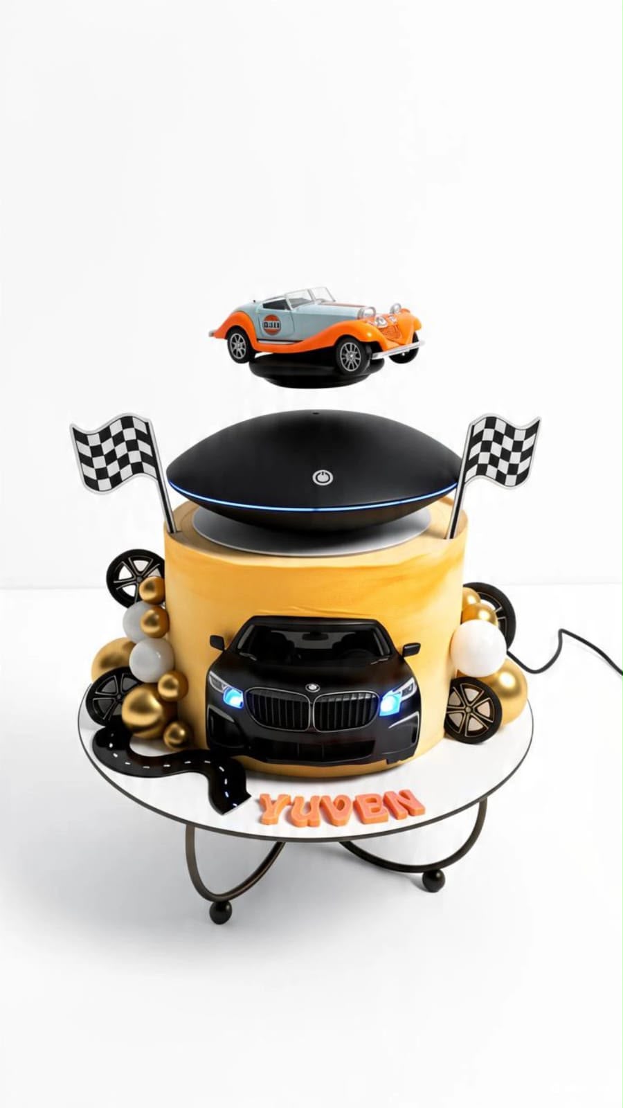 Magnetic Levitating Machine for Floating Cake Toppers - Touch Switch with LED Base Light
