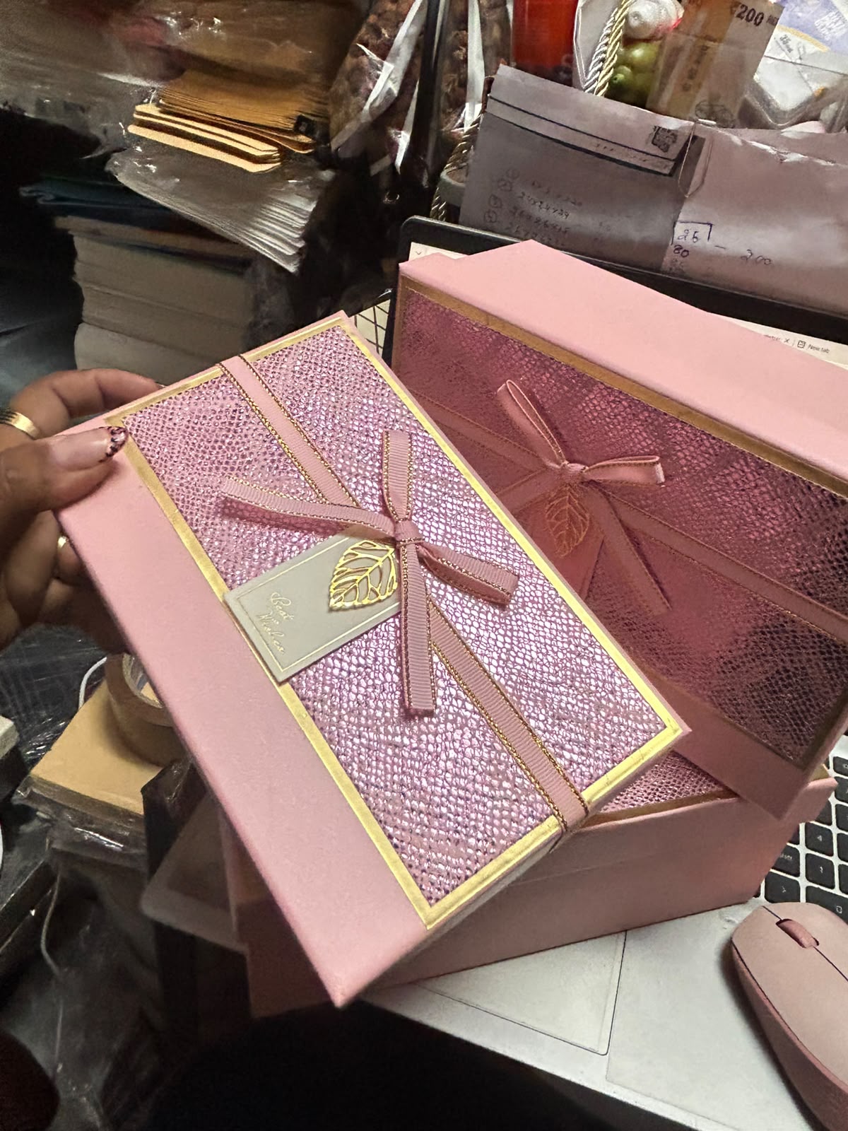 Richard Rectangle Gift Box - Pack of 3 (Ribbon Bow Hamper Box Set)