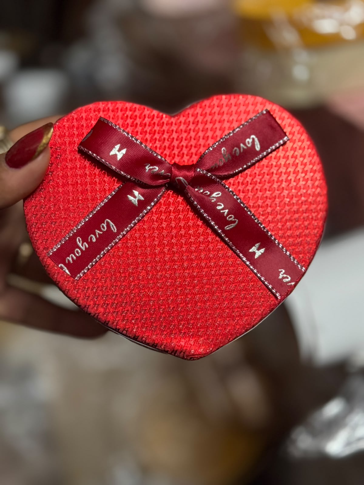 Red Heart Gift Box with Ribbon Bow - 4 x 4 x 2 inch (Pack of 6)
