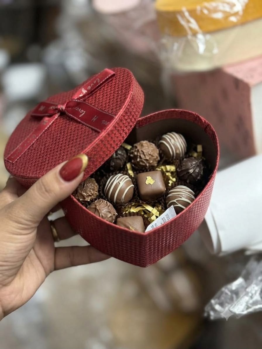 Red Heart Gift Box with Ribbon Bow - 4 x 4 x 2 inch (Pack of 6)