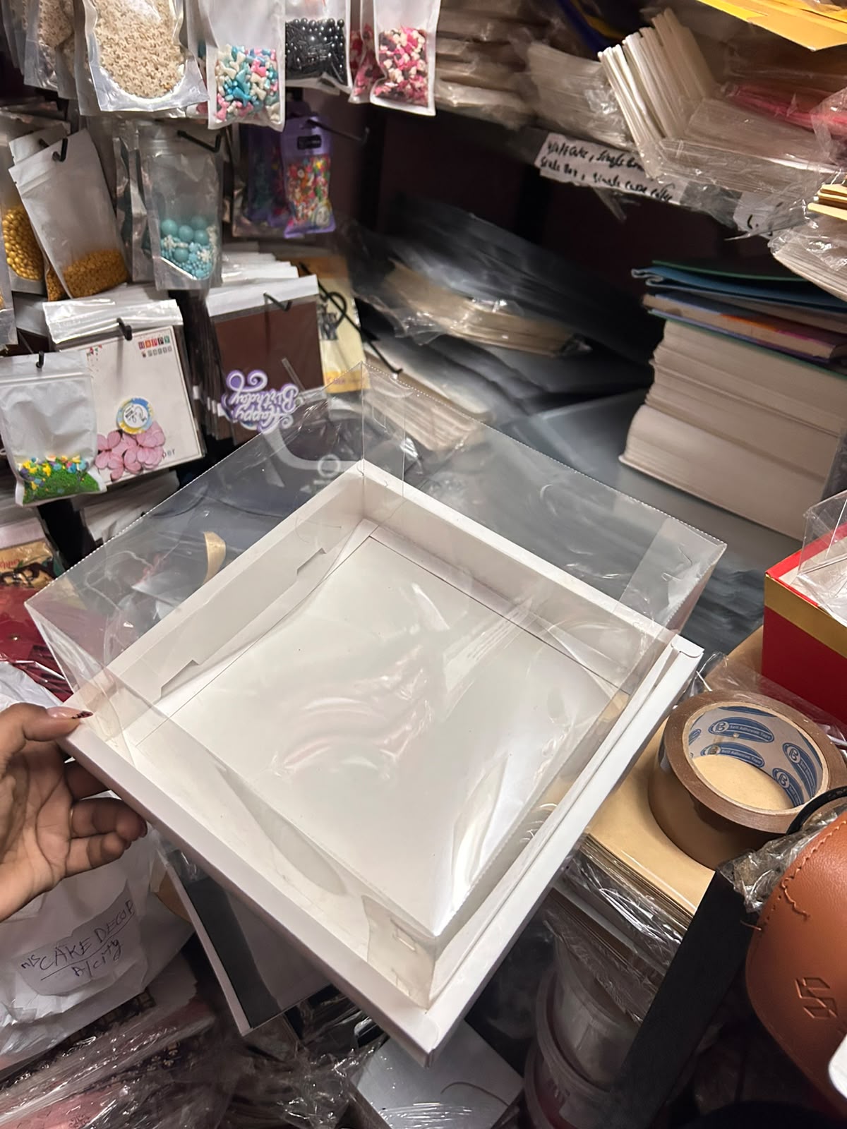 High Window Clear Hamper Box - 9 x 9 x 6 inch (Transparent Display Gift Box with Base)