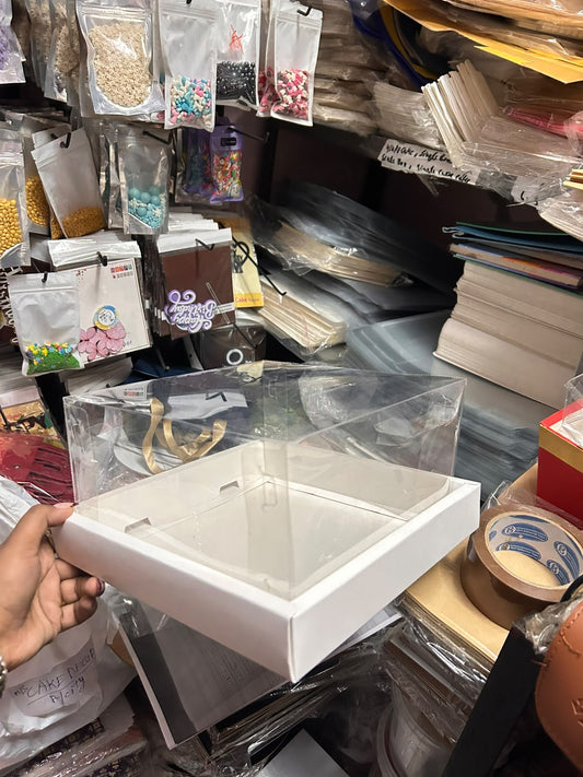High Window Clear Hamper Box - 9 x 9 x 6 inch (Transparent Display Gift Box with Base)