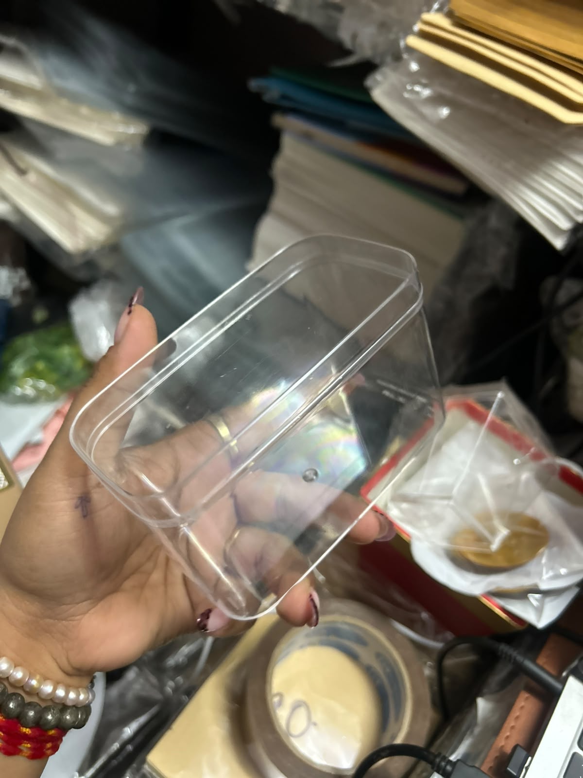 Rectangle Acrylic Tub with Lid - 400 ml (Clear Dessert Box for Tiramisu and Cake)