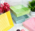 Tea Time Cake Square Box with Lid 5x4.5x1.5 inch - Bake and Serve Check Bento Box (Pack of 10)