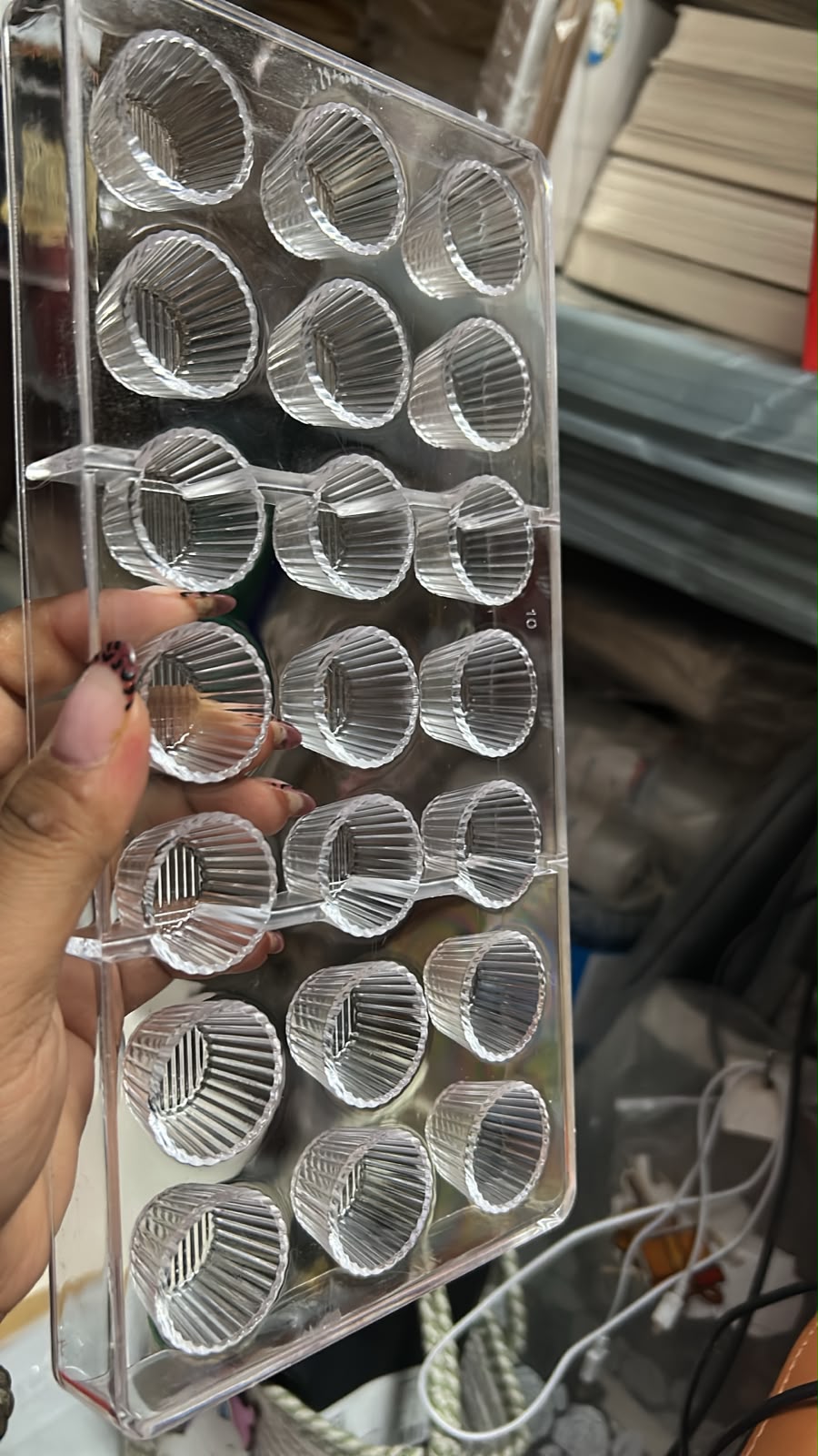Cupcake Dome Polycarbonate Chocolate Mould - 21 Cavity Fluted Cup 1 x 1.25 inch
