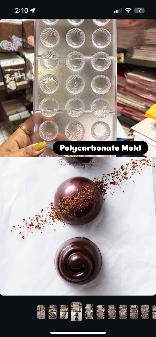 Round Swirl Polycarbonate Chocolate Mould - Dome Bonbon 1.25 inch