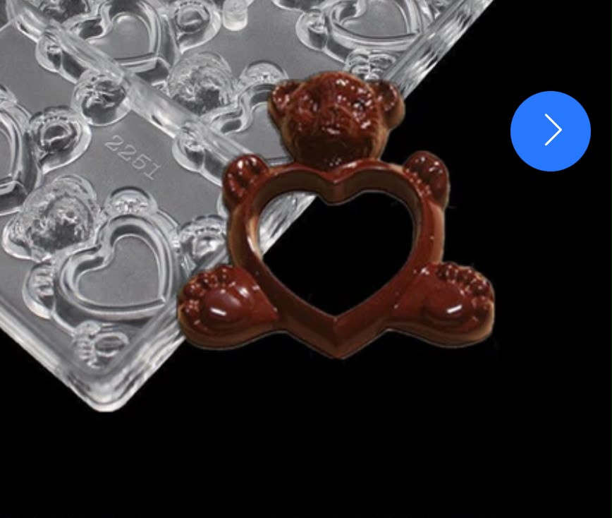 Teddy Bear Heart Cut Out Polycarbonate Chocolate Mould - 8 Cavity