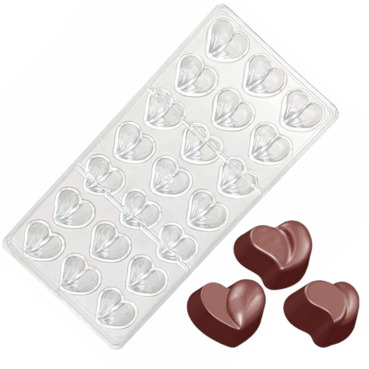 Heart Shape Polycarbonate Chocolate Mould - 21 Cavity Heart Bonbon