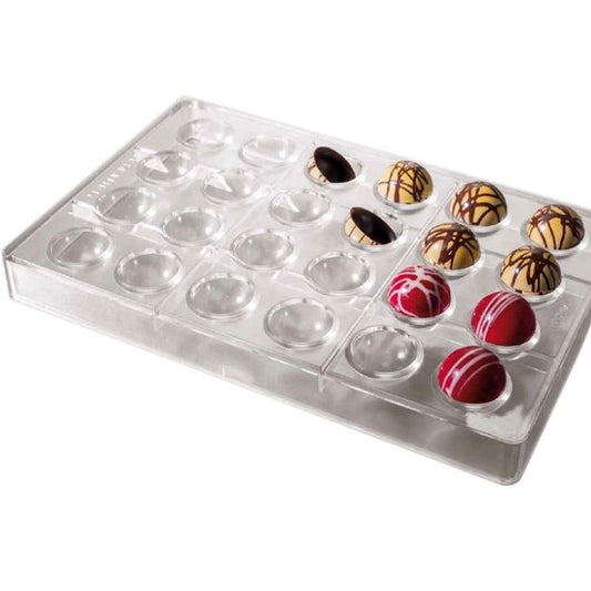 Bonbon Polycarbonate Chocolate Mould - 24 Cavity Half Sphere Dome