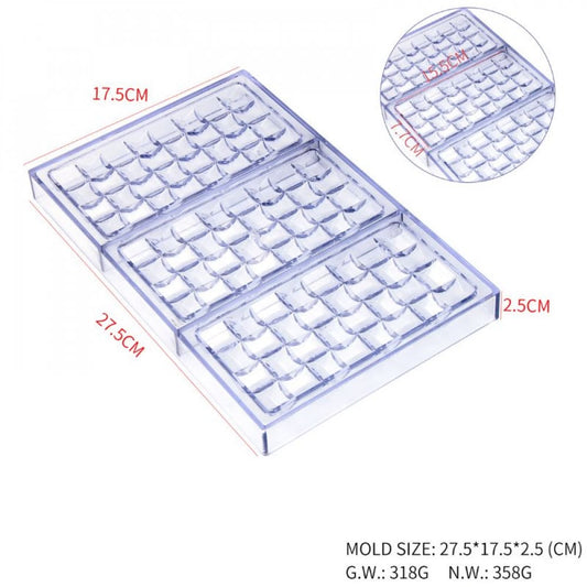 Cubicle Square Design Chocolate Bar Polycarbonate Mould - 3 Cavity 15.5 x 7.7 cm