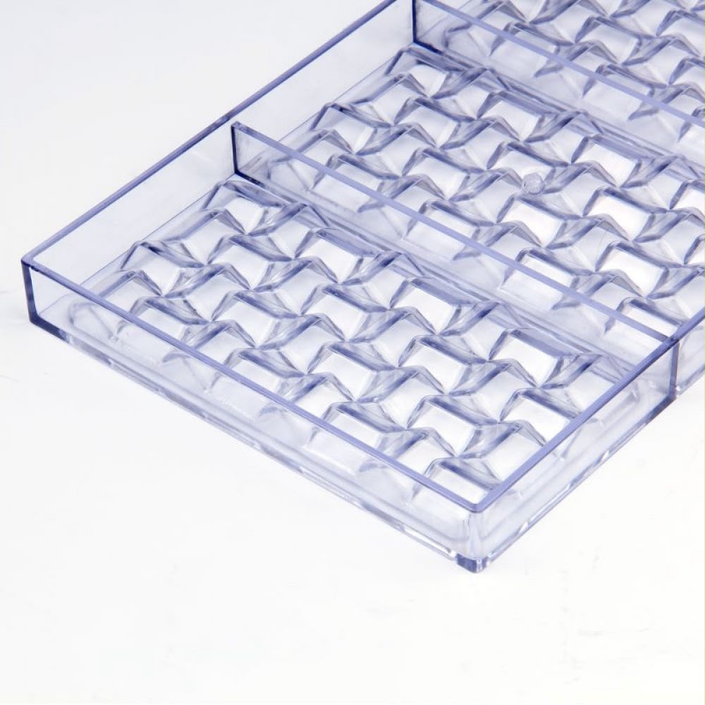 Cubicle Square Design Chocolate Bar Polycarbonate Mould - 3 Cavity 15.5 x 7.7 cm