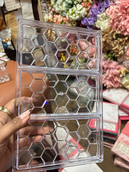 Honeycomb Chocolate Bar Polycarbonate Mould - 3 Cavity Hexagon Pattern