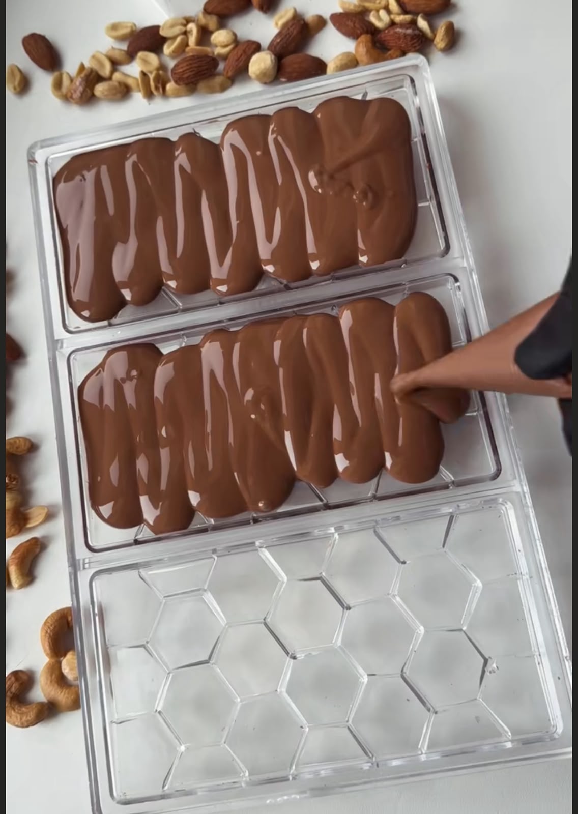 Honeycomb Chocolate Bar Polycarbonate Mould - 3 Cavity Hexagon Pattern