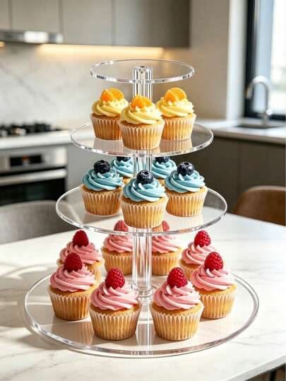 Tier Round Acrylic Cupcake Stand-Cake Stand-Dessert Stand, Cupcake Tower 5RFs (5 Tier with Base)