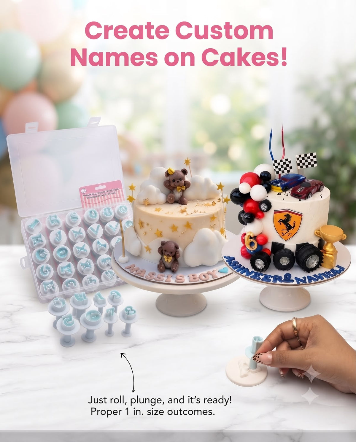 Alphabet and Number Plunger Cutters 36 Pieces - A to Z Letters and 0-9 Fondant Cookie Cutters