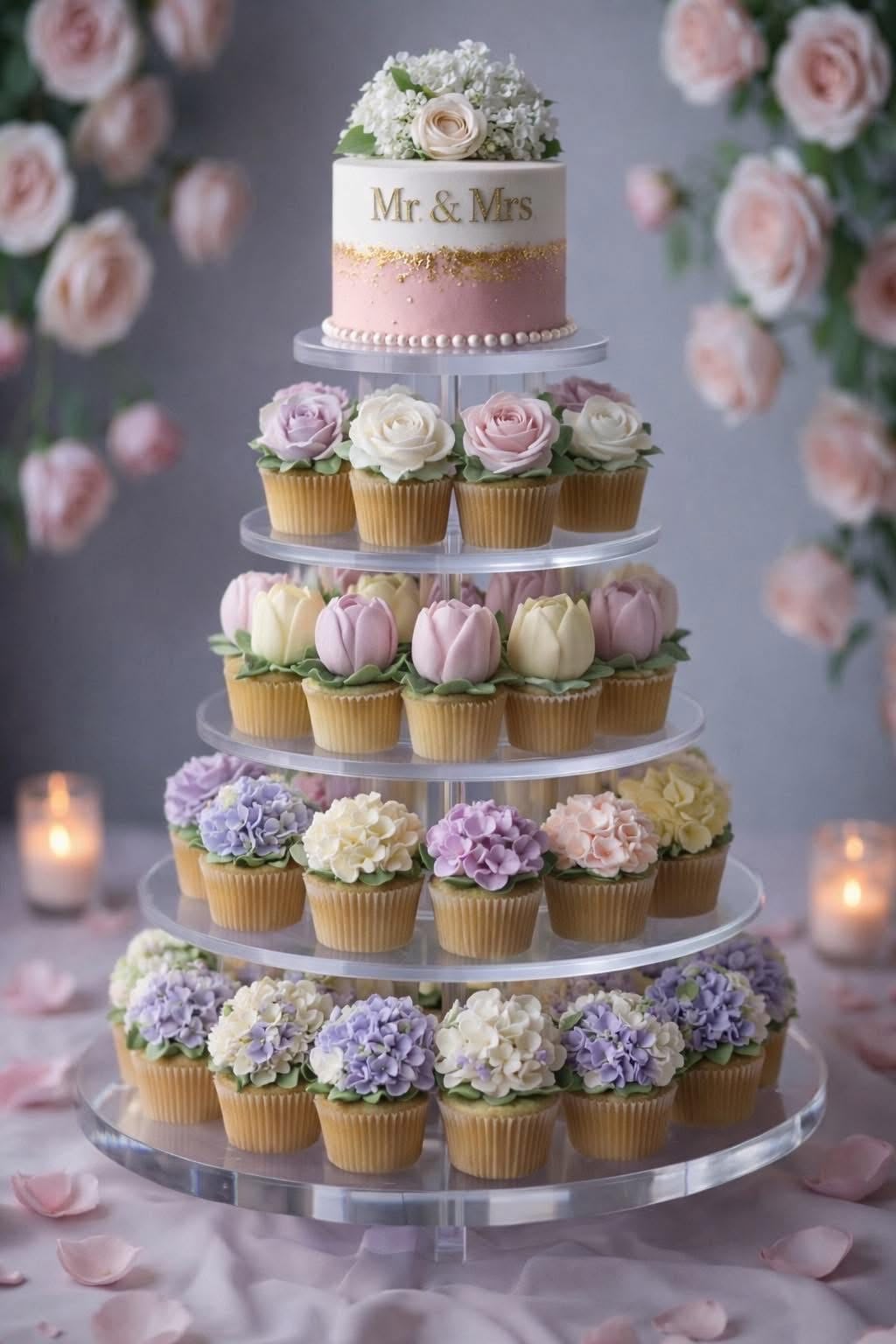 Tier Round Acrylic Cupcake Stand-Cake Stand-Dessert Stand, Cupcake Tower 5RFs (5 Tier with Base)