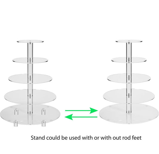Tier Round Acrylic Cupcake Stand-Cake Stand-Dessert Stand, Cupcake Tower 5RFs (5 Tier with Base)