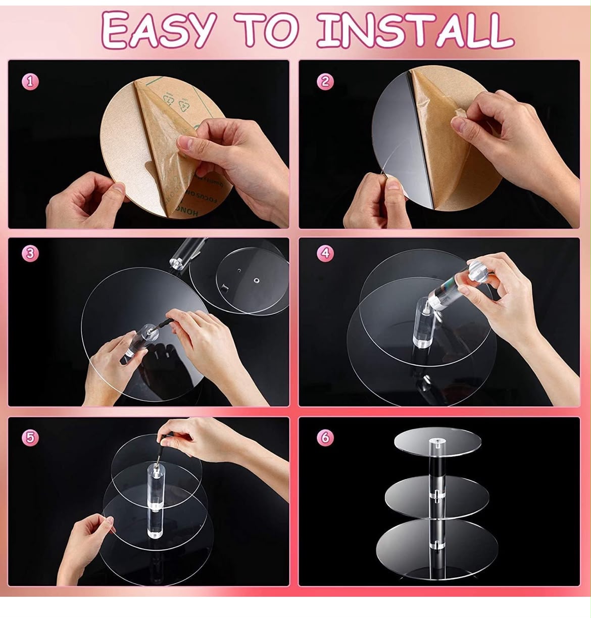 Tier Round Acrylic Cupcake Stand-Cake Stand-Dessert Stand, Cupcake Tower 5RFs (5 Tier with Base)