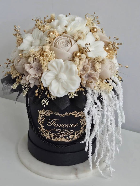 Round Flower Gift Box Set of 5 with Bow and Medallion - Bouquet, Hamper and Bobo Balloon Box