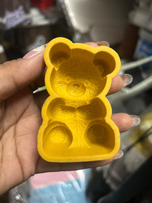 Deep Texture 2D Sitting Teddy Bear Silicone Mould - 7 x 4.5 x 2.5 cm
