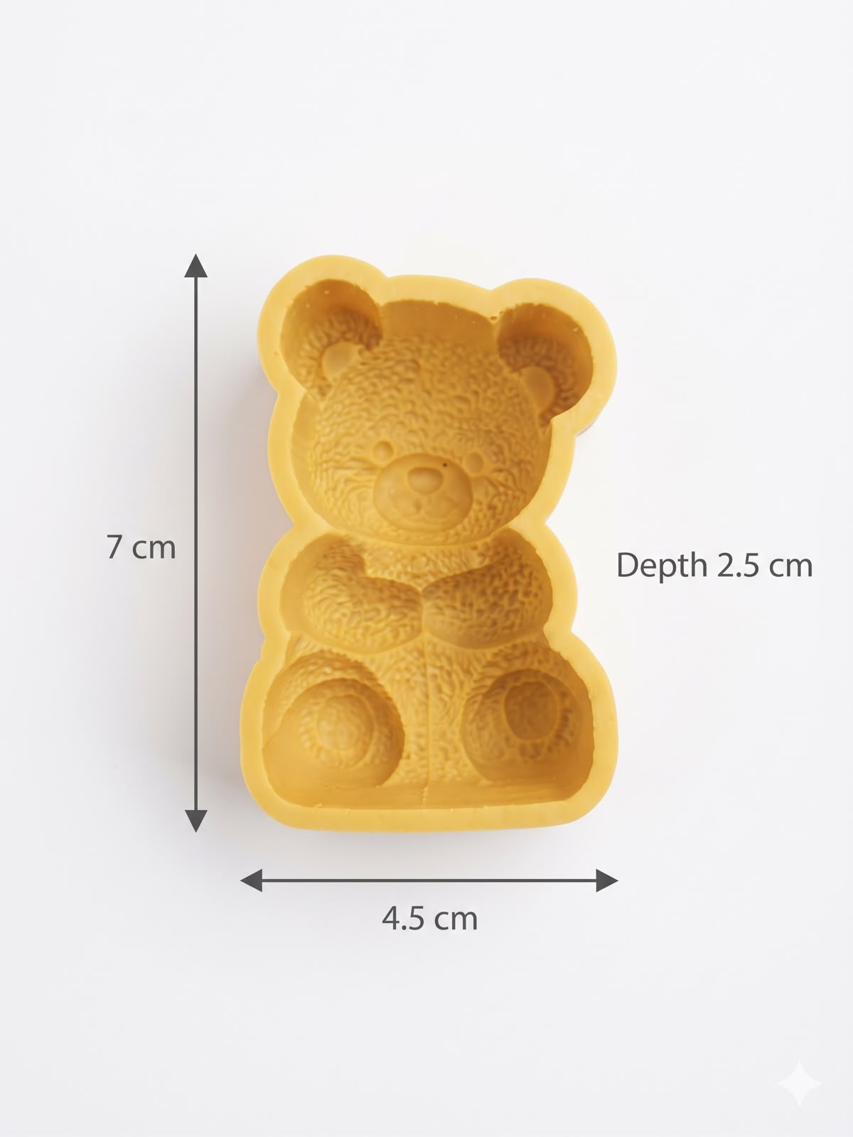 Deep Texture 2D Sitting Teddy Bear Silicone Mould - 7 x 4.5 x 2.5 cm