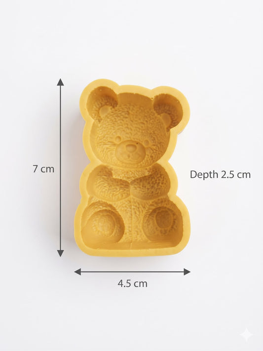 Deep Texture 2D Sitting Teddy Bear Silicone Mould - 7 x 4.5 x 2.5 cm