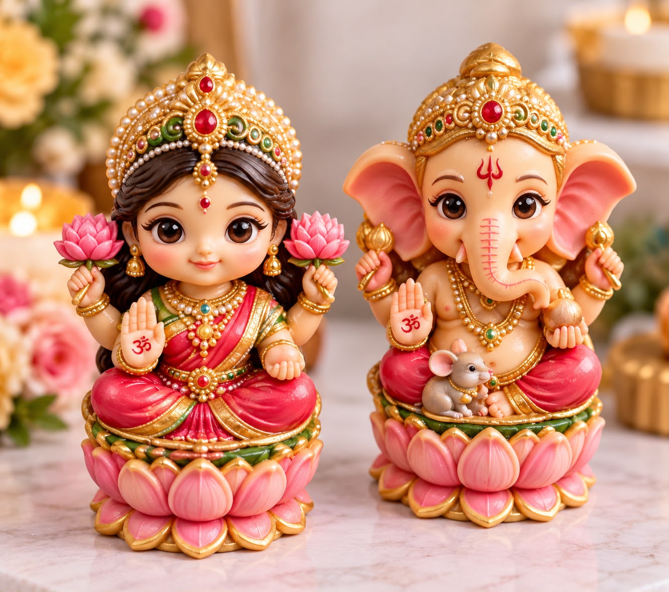 Lakshmi Ganesh Mini Murti Silicone Mould Combo - 9 x 5 x 3 cm for Resin, Candle and DIY Idol