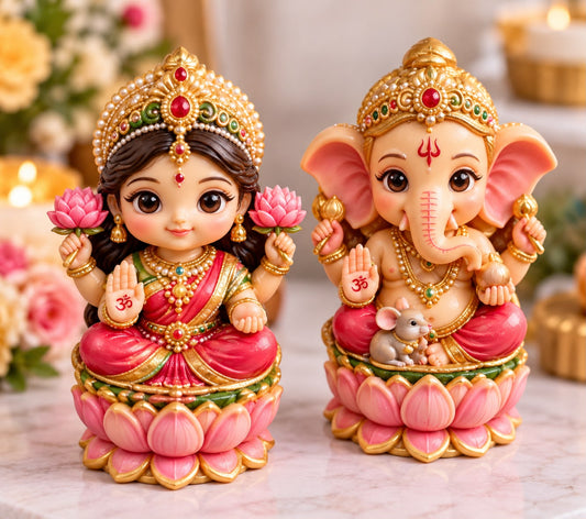 Lakshmi Ganesh Mini Murti Silicone Mould Combo - 9 x 5 x 3 cm for Resin, Candle and DIY Idol