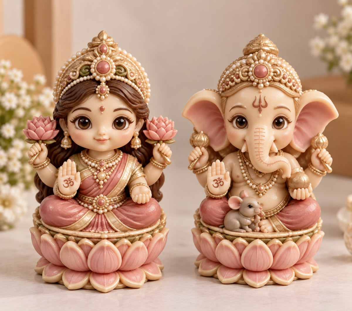 Lakshmi Ganesh Mini Murti Silicone Mould Combo - 9 x 5 x 3 cm for Resin, Candle and DIY Idol