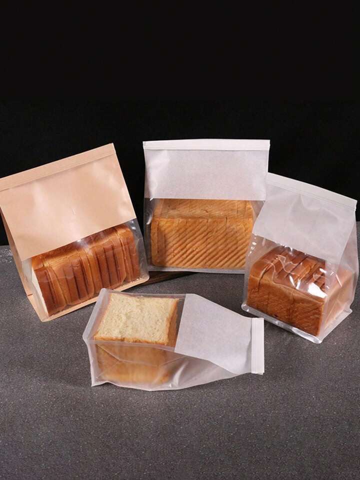 Bread Pouch with Clear Window and Tin Tie - Paper Bakery Bags Pack of 10 (5 Sizes)