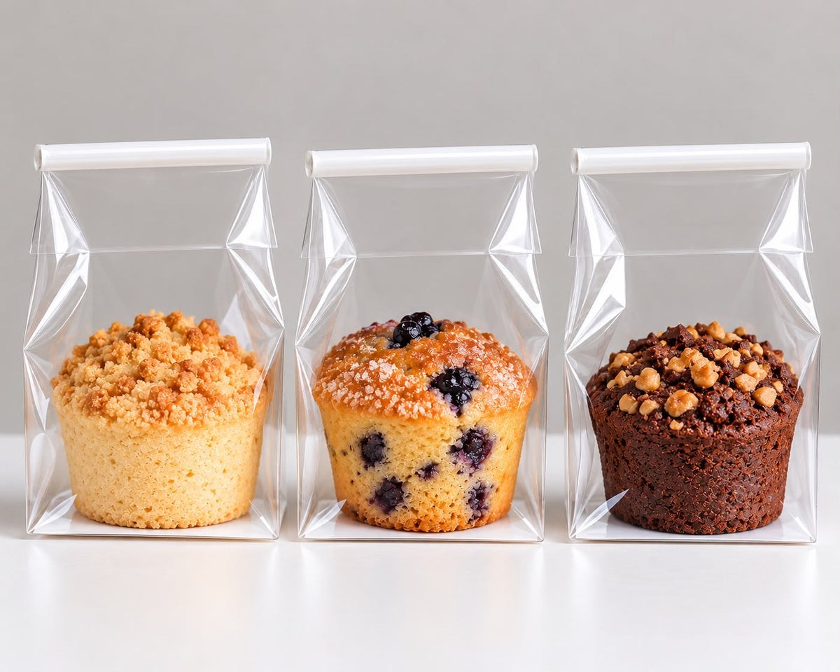 Small Clear Treat Pouch with Metal Twist Tie - 3 x 3 inch Base, 6 inch Height (Pack of 10)