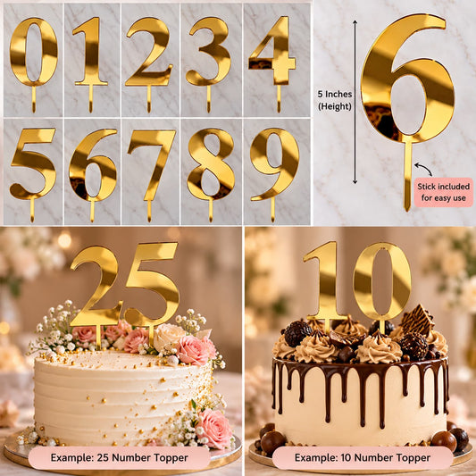 Golden Number Topper Combo of 10 topper 0-9
