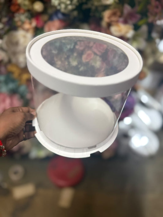 Round Pinata Cake Box with Transparent Window - Clear Cylinder Box with White Lid and Base