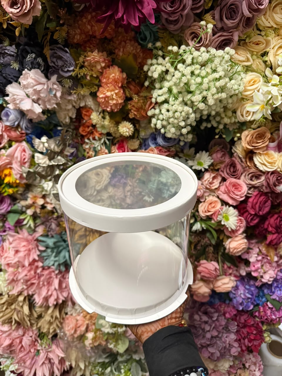 Round Pinata Cake Box with Transparent Window - Clear Cylinder Box with White Lid and Base