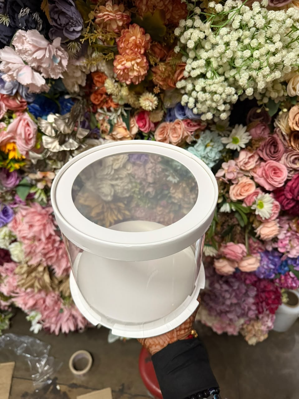 Round Pinata Cake Box with Transparent Window - Clear Cylinder Box with White Lid and Base